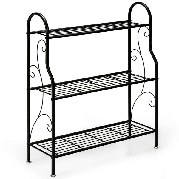 33.5-in H x 28-in W Black Indoor/Outdoor Rectangular Steel Plant Stand