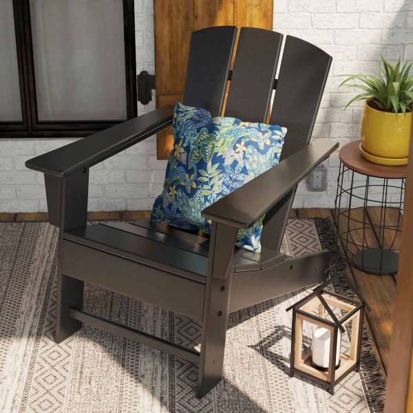 POLYWOOD Oakport Set of 2 Black Hdpe Frame Stationary Adirondack Chair with Slat Seat