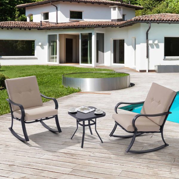 ACEGOSES Atlantic 3-Piece Patio Conversation Set with Tan Cushions