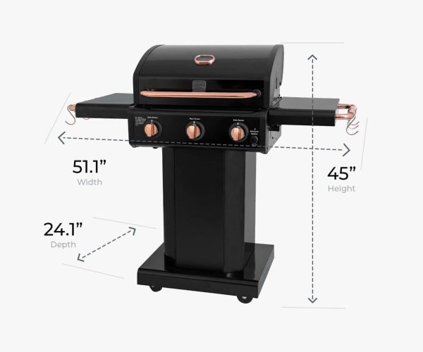 Black with Copper Accent 3-Burner Liquid Propane Gas Grill