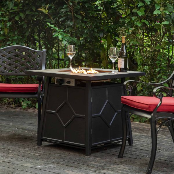 27.95-in W 40000-BTU Black Tabletop Iron Propane Gas Fire Pit Table