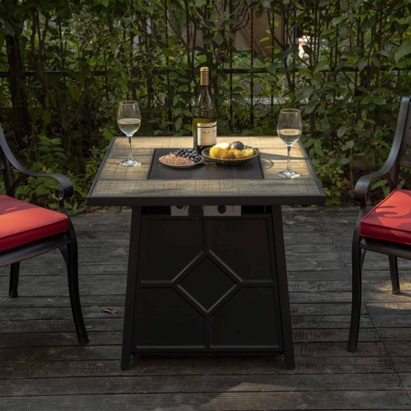 27.95-in W 40000-BTU Black Tabletop Iron Propane Gas Fire Pit Table
