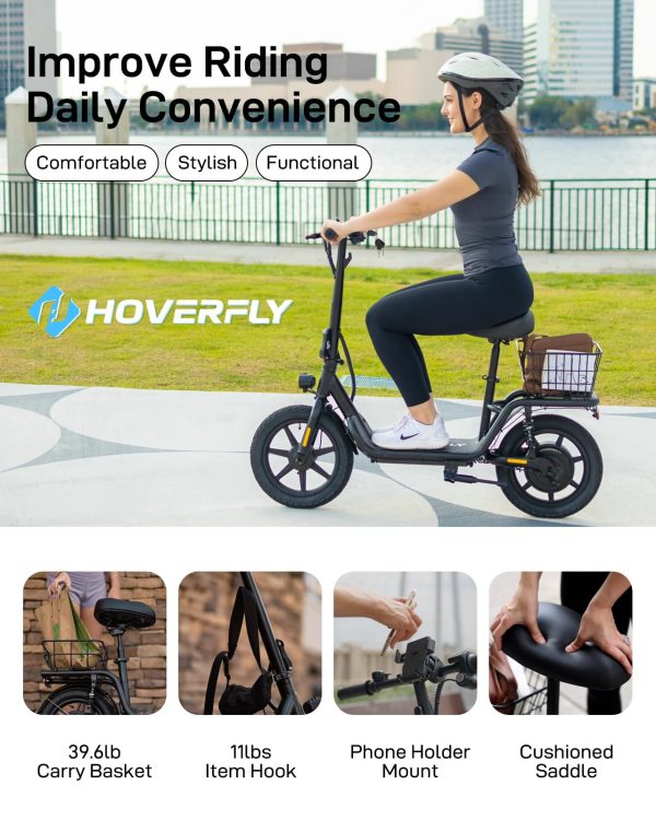 HOVERFLY Z5 Electric Scooter with Seat, 18.6Miles Range   15.5Mph Power by 550W Peak Motor