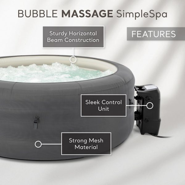 INTEX 28483E SimpleSpa Bubble Massage Spa- 4 Person Capacity – Built-in QuickFill Inflation   77  x 26