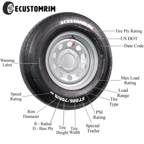 2-Pack Trailer Tire On Black Wheel Modular Rim ST205/75D15 LRC 5 Lug On 4.5 15 x 5