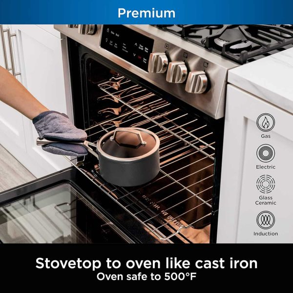 C30235 Foodi NeverStick Premium 3.5-Quart Saucepan, Slate Grey