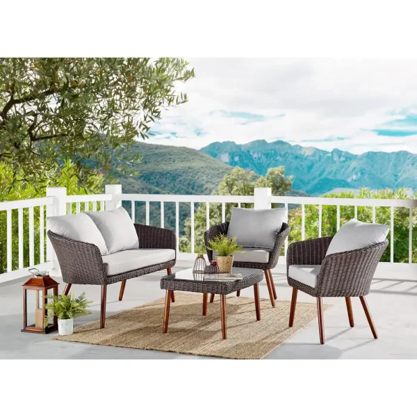 Athens Chocolate Brown Stationary All-Weather Wicker Outdoor Lounge Chairs (Set of 2)