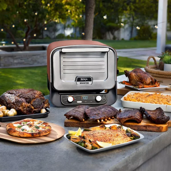 Woodfire Pizza Oven, 8-in-1 Outdoor Oven, 5 Pizza Settings, Smoker,  Woodfire Technology, Electric   OO101