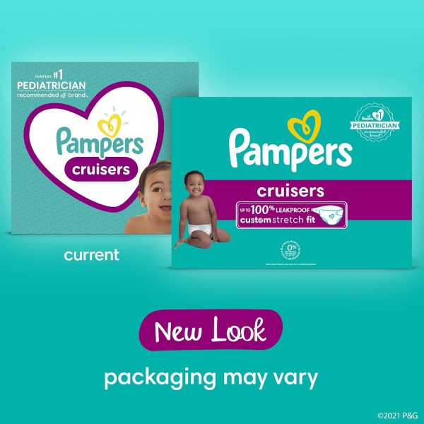 Pampers Cruisers Diapers   Size 5, One Month Supply (128 Count), Disposable Active Baby Diapers with Custom Stretch