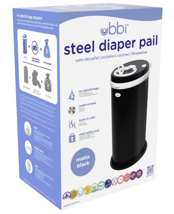 Odor Locking, No Special Bag Required Money Saving, Awards-Winning, Modern Design, Registry Must-Have Diaper Pail, Matte Black