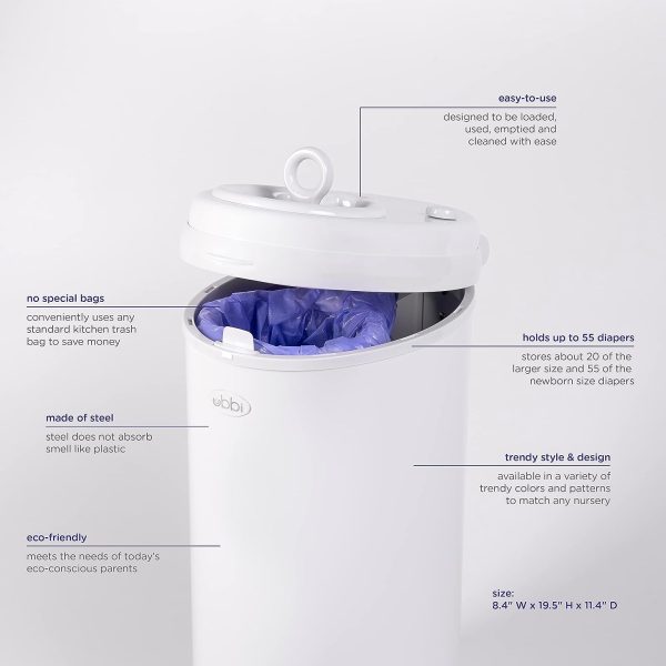 Odor Locking, No Special Bag Required Money Saving, Awards-Winning, Modern Design, Registry Must-Have Diaper Pail, Matte Black