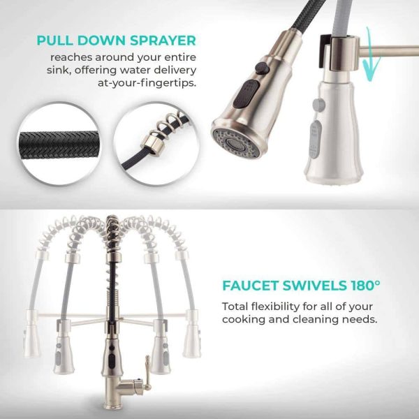 AKDY Handmade All-in-One Topmount Stainless Steel 33 in. x 22 in. Single Bowl Kitchen Sink w/ Spring Neck Faucet, Accessory