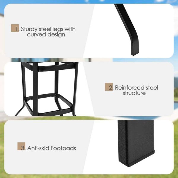 5-Piece Wicker Square 37 in. Outdoor Bistro Set Rattan Bar Stool Table Set with Beige Cushions