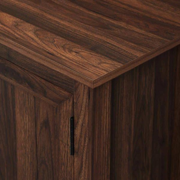 Furniture Company  70 in. Dark Walnut Composite TV Stand Fits TVs Up to 78 in. with Storage Doors