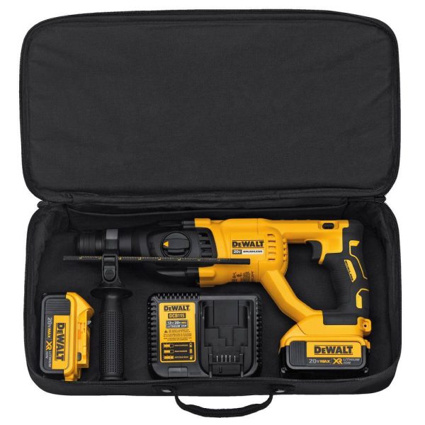 1005223314 20V MAX Cordless Brushless 1 in. SDS Plus D-Handle Concrete and Masonry Rotary Hammer and (2) 20V 4.0Ah Batteries