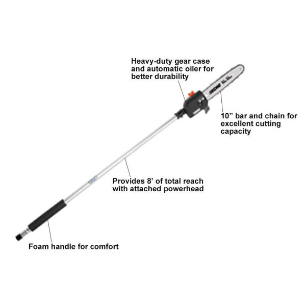 99944200532 8 ft. Power Pruner Pole Saw Attachment with 10 in. Bar and Chain for  Pro Attachment Series