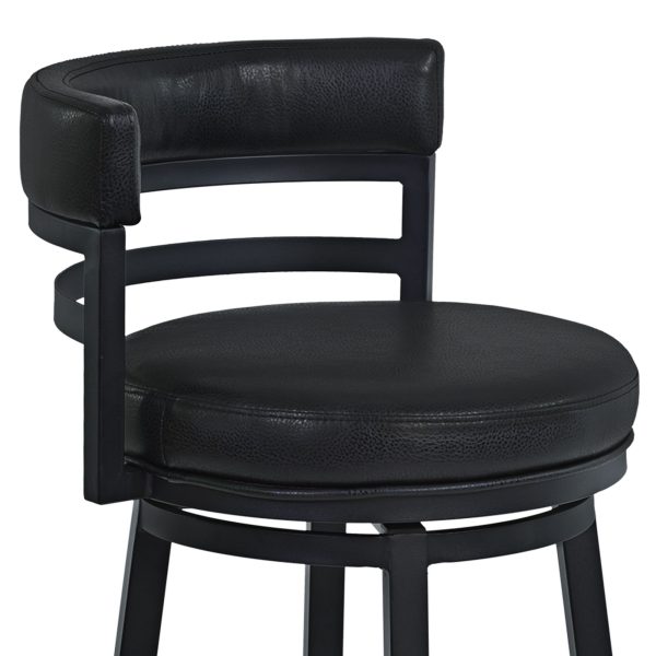 Madrid 26 1/2  Ford Black Faux Leather Swivel Counter Stool