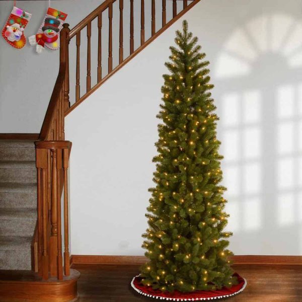 Tree Company PEDD4-392D-65 6.5 ft. Downswept Douglas Pencil Slim Fir Artificial Christmas Tree with Dual Color LED Lights