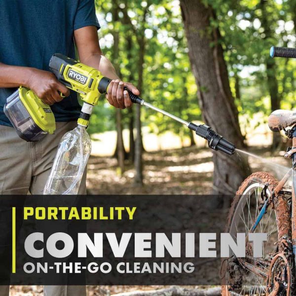 RY121860K ONE+ HP 18-Volt Brushless EZClean 600 PSI 0.7 GPM Cordless Electric Power Cleaner w/ 4.0Ah Battery, Charger, Accessories