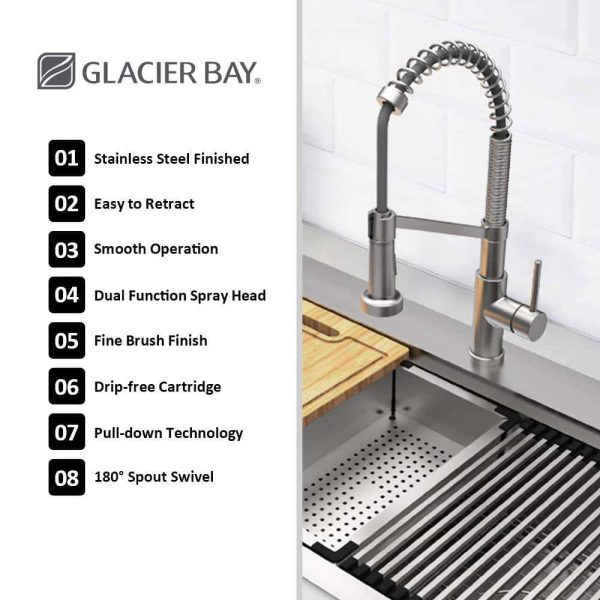 33 in. Drop-In Single Bowl 18 Gauge Stainless Steel Workstation Kitchen Sink with Pull-Down Faucet