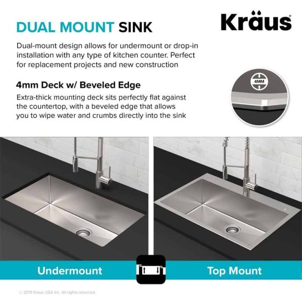 KCA-1102 Loften Stainless Steel 33in. Single Bowl Drop-in / Undermount Kitchen Sink with Stainless Steel Pull Down Faucet