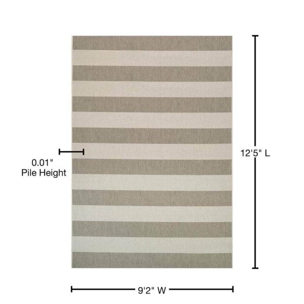 Couristan  Afuera Yacht Club Tan-Ivory 9 ft. x 12 ft. Indoor/Outdoor Area Rug
