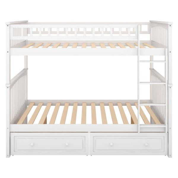 Bright Designs  White Full Over Full Wood Bunk Bed with 2-Drawers