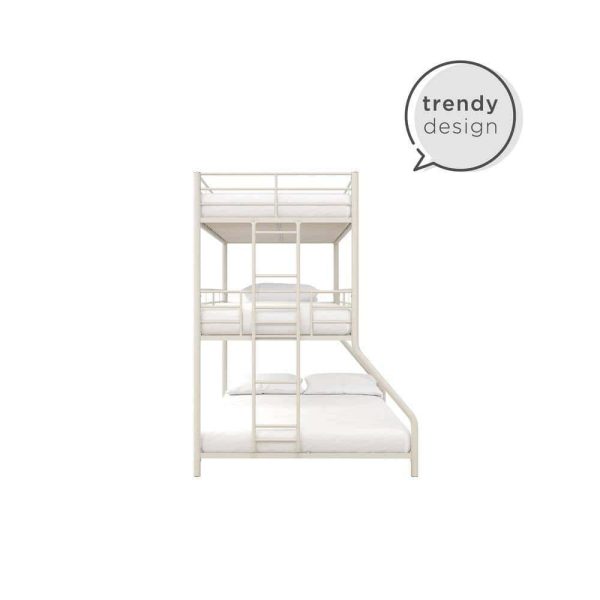 DHP  Cormac White Metal Twin/Full Triple Bunk Bed