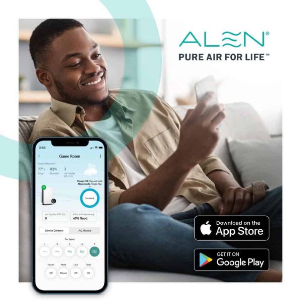 Alen 100105 BreatheSmart 45i Air Purifier Console with VOC/Smoke, True HEPA Filter for Smoke and Odors   800 SqFt, White